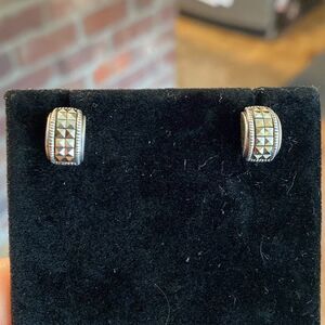 Vintage sterling Silver and marcasite square sparkle‎ post earrings